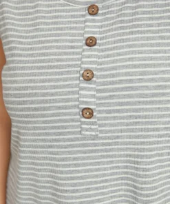 Striped Button Detail Sleep Tank Top -Clothing Shop 960572832 yt