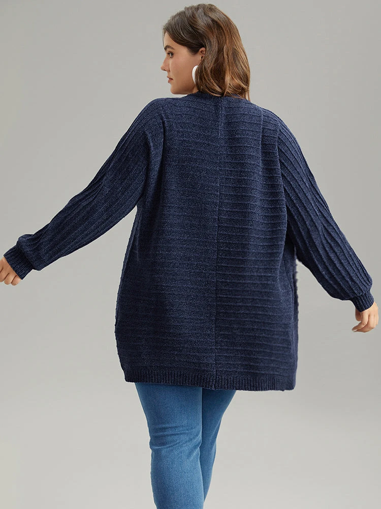 Plain Textured Dolman Sleeve Arc Hem Cardigan 4 Plain Textured Dolman Sleeve Arc Hem Cardigan - Image 2