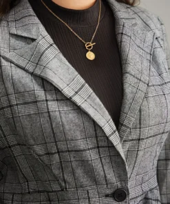 Plaid Suit Collar Button Up Blazer -Clothing Shop 961969910 hv