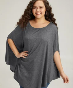 Solid Dolman Sleeve Crew Neck T-shirt