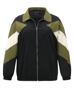 Colorblock Patchwork Pocket Zipper Windbreaker 23 Colorblock Patchwork Pocket Zipper Windbreaker -Clothing Shop 96272998 lg