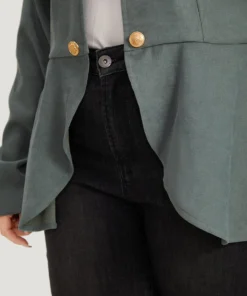 Plain Metal Button Detail Asymmetrical Hem Pleated Jacket -Clothing Shop 963208899 of c775fca2 0361 4711 8739 2974a734f3a2