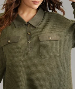 Faux Suede Patchwork Waffle Knit Flap Pocket Sweatshirt 11 Faux Suede Patchwork Waffle Knit Flap Pocket Sweatshirt -Clothing Shop 963944180 zw