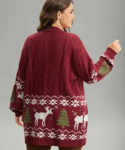 Christmas Duffle Button Cable Knit Pocket Cardigan -Clothing Shop 964291871 xu