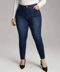 Skinny Dark Wash Zipper Fly Jeans