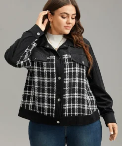 Plaid Metal Detail Patchwork Shacket -Clothing Shop 966193203 fl a6e78436 bbb0 4c00 bd28 39d1a0d3cdc4
