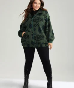 Geometric Pocket Gathered Zipper Jacket -Clothing Shop 96645420 sl e5f0624b 25a0 4d86 b198 64461e8d99f5