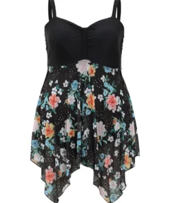 Floral Patchwork Ruched Front Hanky Hem Swim Dress -Clothing Shop 966549295 lo fee71e44 cf07 4847 8149 9d42776b38e2