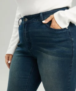 Very Stretchy Straight Leg Roll Hem Jeans -Clothing Shop 966629322 ru