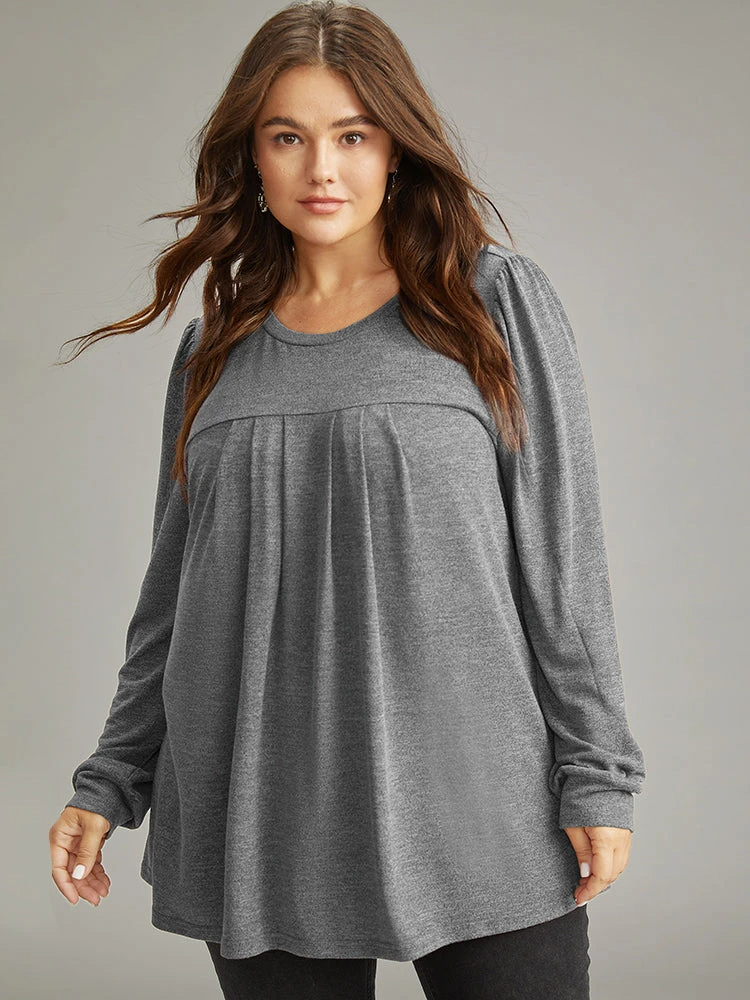 Plain Heather Plicated Detail T-shirt 18 Plain Heather Plicated Detail T-shirt - Image 16