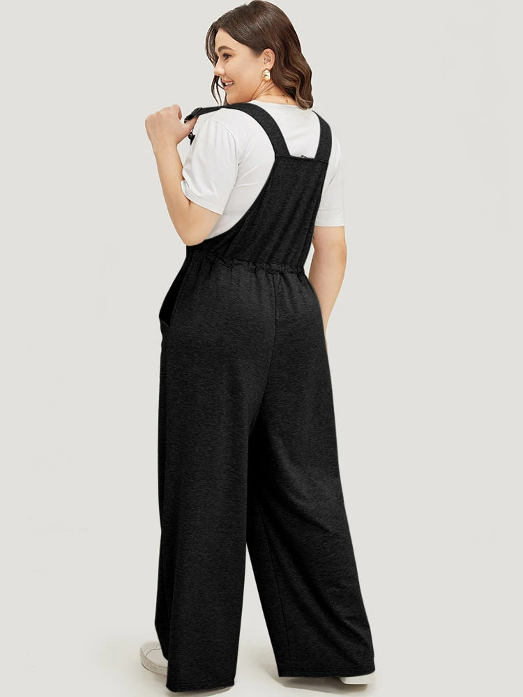 Plain Pocket Drawstring Adjustable Straps Overall Jumpsuit 7 Plain Pocket Drawstring Adjustable Straps Overall Jumpsuit - Image 5