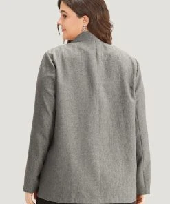 Solid Suit Collar Patched Pocket Blazer -Clothing Shop 967861399 ik