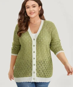 Two Tone Patchwork Cut Out Button Down Cardigan 23 Two Tone Patchwork Cut Out Button Down Cardigan -Clothing Shop 970030474 pl