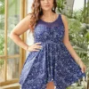 Paisley Print Mesh Insert Hanky Hem Swim Dress -Clothing Shop 970947167 ci