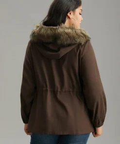 Fuzzy Trim Patchwork Zipper Drawstring Buckle Detail Jacket -Clothing Shop 972384988 ea 5ed7e5d6 dff3 4bca bb36 d5aa32a6108f