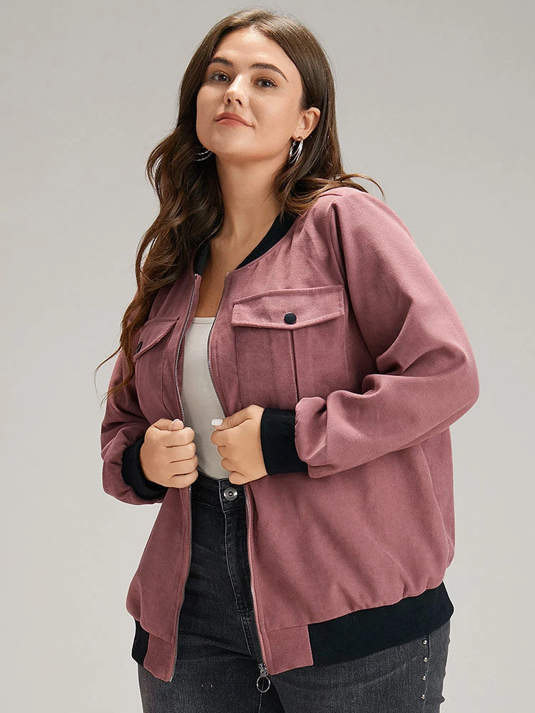 Patchwork Contrast Pocket Zipper Button Detail Jacket 5 Patchwork Contrast Pocket Zipper Button Detail Jacket - Image 3