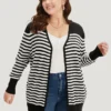 Supersoft Essentials Striped Patchwork Elastic Cuffs Cardigan -Clothing Shop 976178620 pe