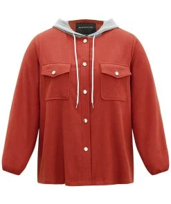 Contrast Patchwork Button Through Hooded Drawstring Corduroy Coat -Clothing Shop 976389348 aq 7c4b043a a50c 441a bafc 6485a747b270