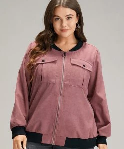 Patchwork Contrast Pocket Zipper Button Detail Jacket 14 Patchwork Contrast Pocket Zipper Button Detail Jacket -Clothing Shop 977598143 kz