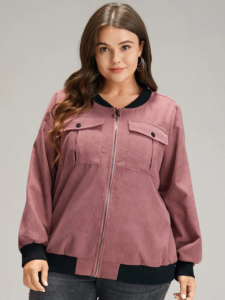 Patchwork Contrast Pocket Zipper Button Detail Jacket 7 Patchwork Contrast Pocket Zipper Button Detail Jacket - Image 5