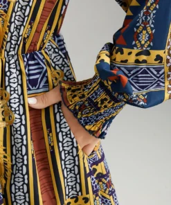 Boho Print Shirred Pocket Ruffle Hem Dress -Clothing Shop 978900991 ww ad9a3d02 a612 44ff acde 4e82fdf639af