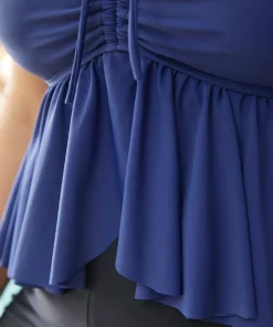 Split Ruffle Hem Drawstring Ruched Tankini Top -Clothing Shop 97909563 sm 08d9d492 4b68 457a b90b 9231fa3d86f0