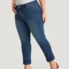 Floral Embroidered High Rise Dark Wash Jeans -Clothing Shop 981794618 rk