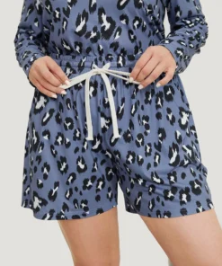 Leopard Print Pocket Drawstring Sleep Shorts -Clothing Shop 981967449 an