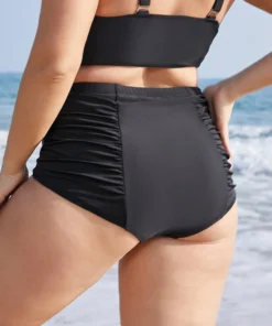 Solid Ruched Detail Swim Bottom -Clothing Shop 981981774 dg