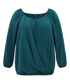 Static-Free Solid Lantern Sleeve Plicated Detail Blouse 13 Static-Free Solid Lantern Sleeve Plicated Detail Blouse -Clothing Shop 982207691 zm