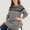 Heart & Geo Print Raglan Sleeve Pullover -Clothing Shop 982289303 ew