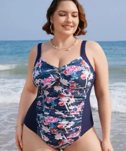 Floral Crisscross Front Ruched Sculpt Waist One Piece Swimsuit -Clothing Shop 982623569 zv f78050b4 cd99 4950 b615 d217cdf61e34