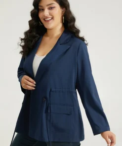 Anti-Wrinkle Button Up Drawstring Pocket Blazer -Clothing Shop 982924139 al