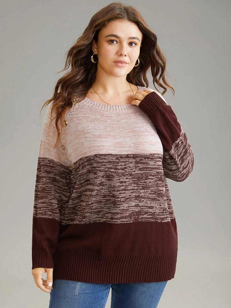 Colorblock Contrast Heather Button Detail Pullover 15 Colorblock Contrast Heather Button Detail Pullover - Image 13