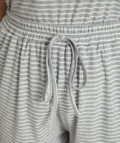 Striped Pocket Elastic Waist Ties Sleep Shorts -Clothing Shop 984060659 ov