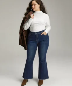 High Rise Flare Jeans With Frayed Hem -Clothing Shop 984309771 kx