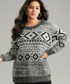 Bandana Print Heather Loose Pullover