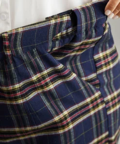 Plaid Pocket Eyelet Belted Straight Leg Pants -Clothing Shop 984904902 uy f8eccf33 a568 4dc4 8da8 d9eef1f4f5ce