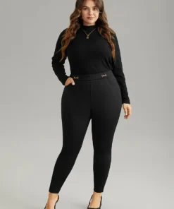 Plain Buckle Detail Slant Pocket Pants -Clothing Shop 986152523 nl