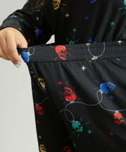 Christmas Skull Print Elastic Waist Sleep Shorts -Clothing Shop 986228843 rh