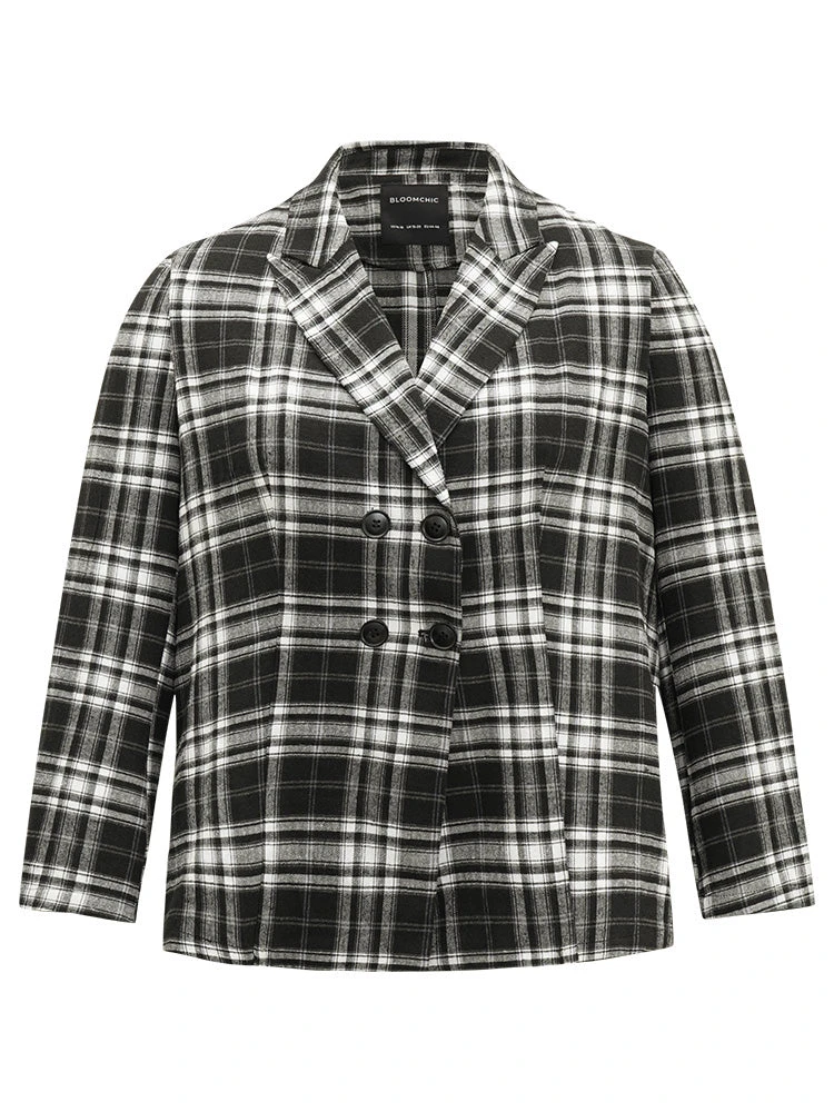 Plaid Suit Collar Button Fly Blazer 10 Plaid Suit Collar Button Fly Blazer - Image 8
