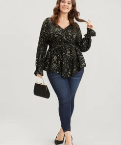 Star Print Lantern Sleeve Asymmetrical Ruffles Hem Wrap Blouse 13 Star Print Lantern Sleeve Asymmetrical Ruffles Hem Wrap Blouse -Clothing Shop 987801170 xn