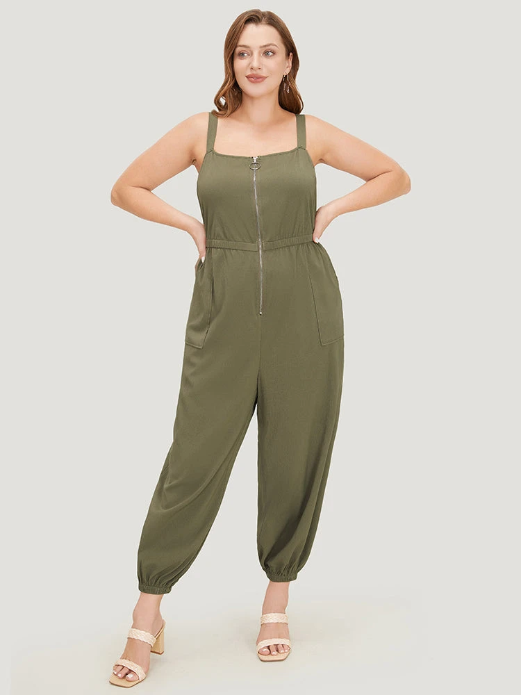 Solid Pocket Zip Up Cami Jumpsuit 5 Solid Pocket Zip Up Cami Jumpsuit - Image 3