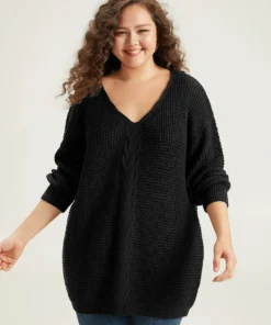 Cable Knit Plain Elastic Cuffs Pullover -Clothing Shop 988142538 sf 3ea6d067 98c3 4ccc b756 0708731cf44f