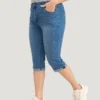 Very Stretchy Medium Wash Roll Hem Knee Denim Shorts -Clothing Shop 988334061 iw b1afaa41 8b3f 4179 9849 9eddfa00f755