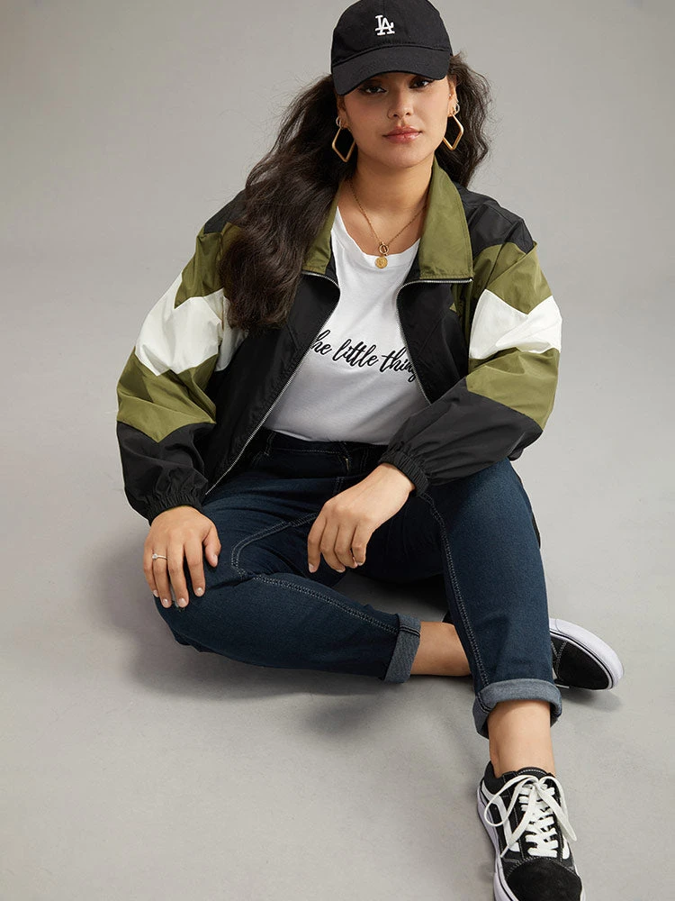 Colorblock Patchwork Pocket Zipper Windbreaker 9 Colorblock Patchwork Pocket Zipper Windbreaker - Image 7