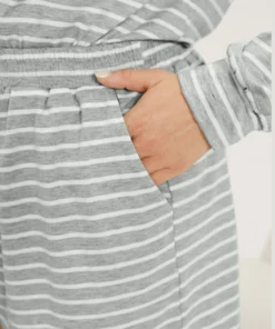 Striped Print Drawstring Elastic Waist Sleep Shorts -Clothing Shop 988740933 gf