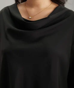 Static-Free Plain Cowl Neck Blouse -Clothing Shop 98885771 io