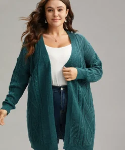 Plain Cable Knit Luxe Open Front Cardigan 11 Plain Cable Knit Luxe Open Front Cardigan -Clothing Shop 989218462 vj