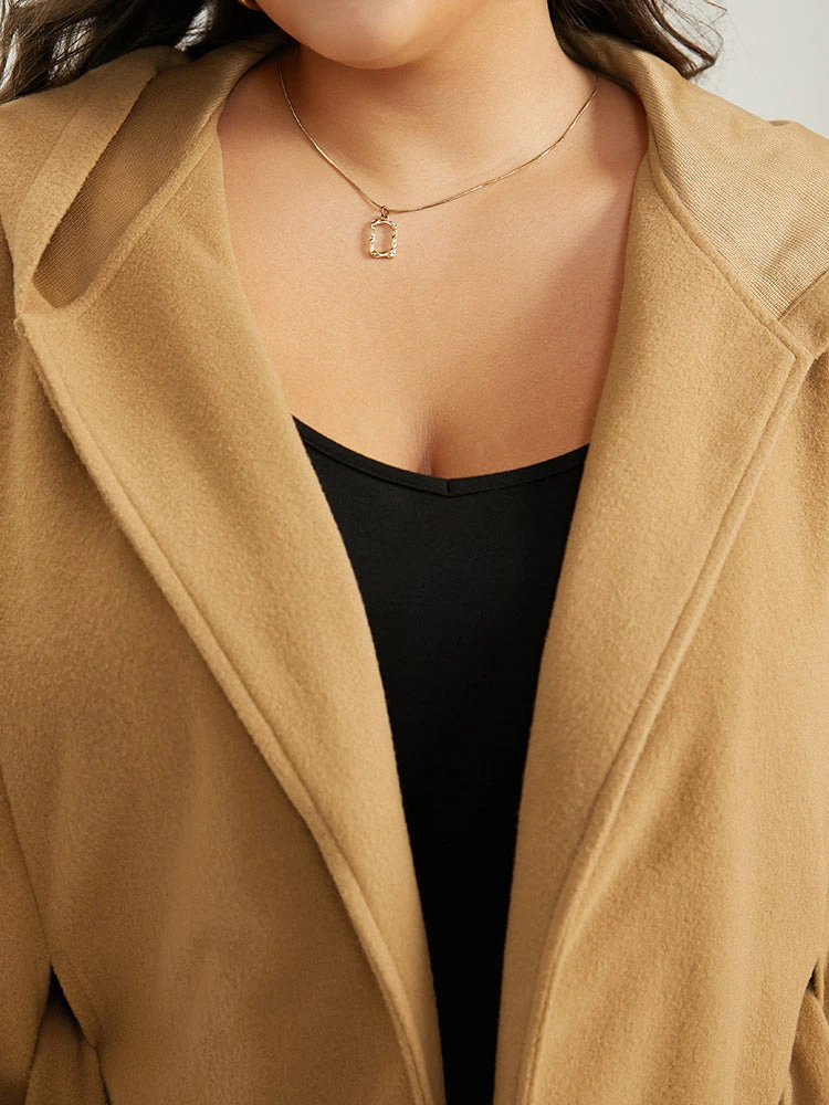 Solid Hooded Belted Batwing Sleeve Jacket 10 Solid Hooded Belted Batwing Sleeve Jacket - Image 8